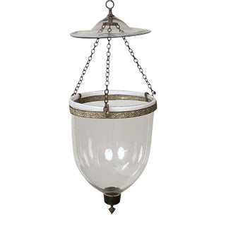 Antique Early 19th Century Blown Glass & Brass Hall Lantern for Candle For Sale