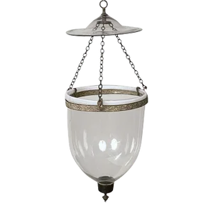 Antique Early 19th Century Blown Glass & Brass Hall Lantern for Candle