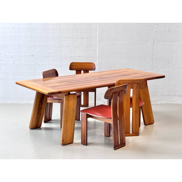Sapporo Dining Table and Chairs in Walnut by Mario Marenco for Mobilgirgi, Italy, 1970s, Set of 5 For Sale - Image 6 of 16