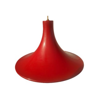 Mid-Century Mod Red & White Industrial Pendant For Sale
