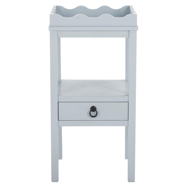Darlyn Scalloped 1 Drawer Accent Table in Winter Sky For Sale - Image 9 of 9