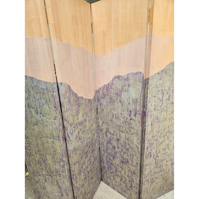 Contemporary Late 20th Century 4-Panel Contemporary Room Divider Folding Screen For Sale - Image 3 of 7