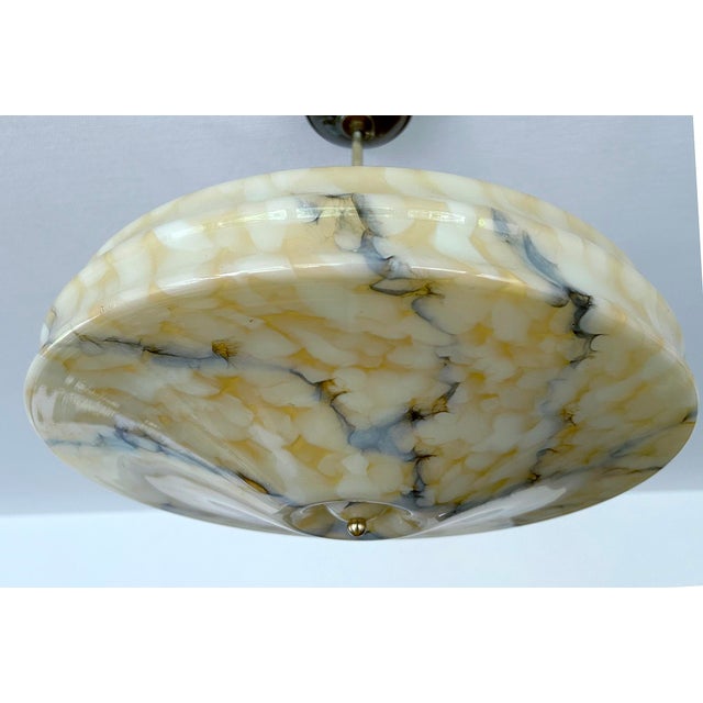 Art Deco Pendant Light in Marble Glass, 1930s For Sale - Image 15 of 18