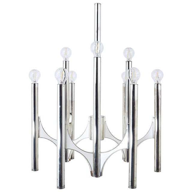 Mid-Century Italian Silver-Plated Chandelier by Gaetano Sciolari for Lightolier, 1960s For Sale - Image 18 of 18