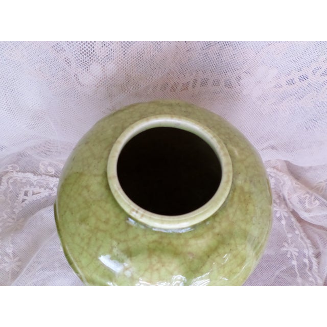 Early 20th Century Antique Arts & Craft Rookwood Green Embossed Flower Design Vase For Sale - Image 5 of 9