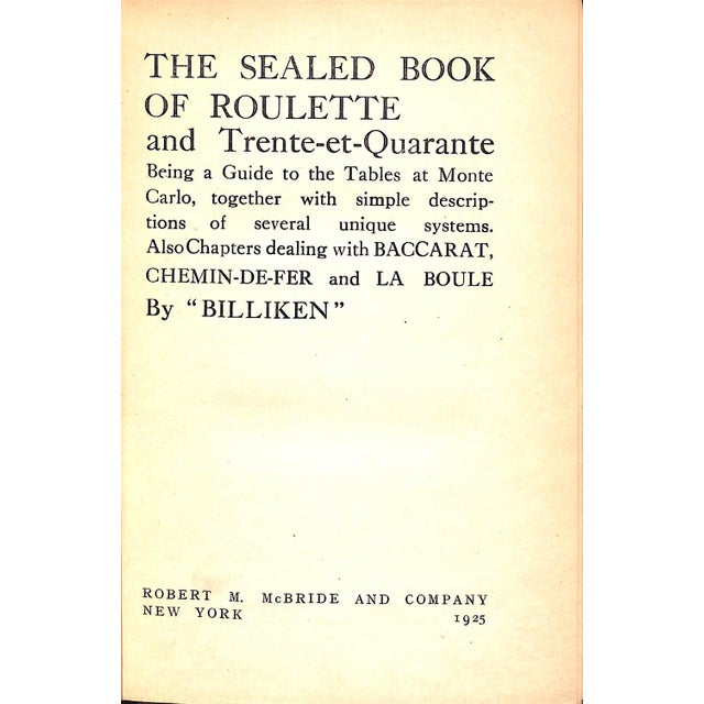 "The Sealed Book of Roulette and Trente-Et-Quarante" 1925 "Billiken" For Sale - Image 4 of 9