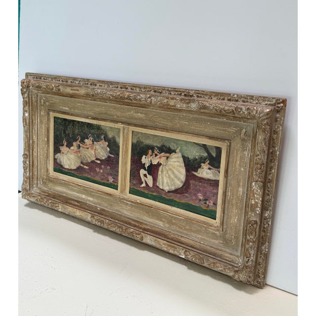 1950s 1950s T. Miyata Shunyô-Kai Association Oil on Panel Diptych “Les Sylphides No. 1 & 2” For Sale - Image 5 of 11