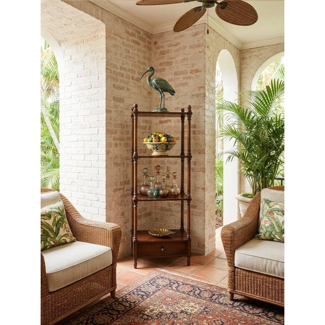 Vintage Four-Tier Turned-Wood Étagère Stand With Base Drawer For Sale - Image 12 of 12