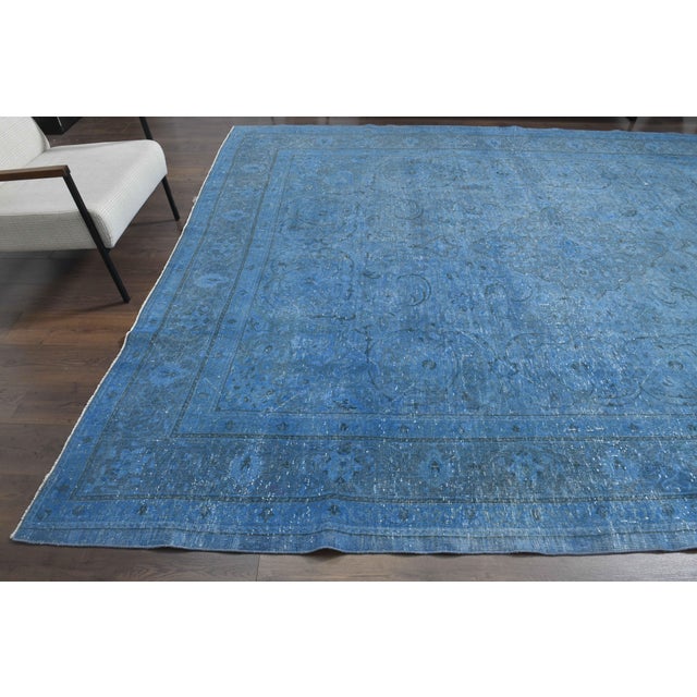 1960s Vintage Persian Handmade Wool Cotton Blue Area Rug For Sale - Image 11 of 11