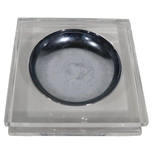 Charles Hollis Jones Lucite and Chrome Vide Poche Bowl C. 1970's After Charles Hollis Jones For Sale - Image 4 of 8
