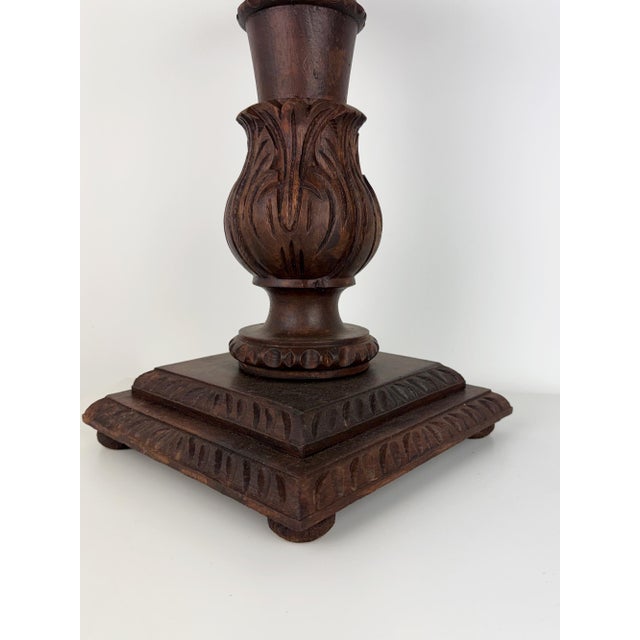 Brown Antique Carved Wood Pedestal, 1890s For Sale - Image 8 of 17