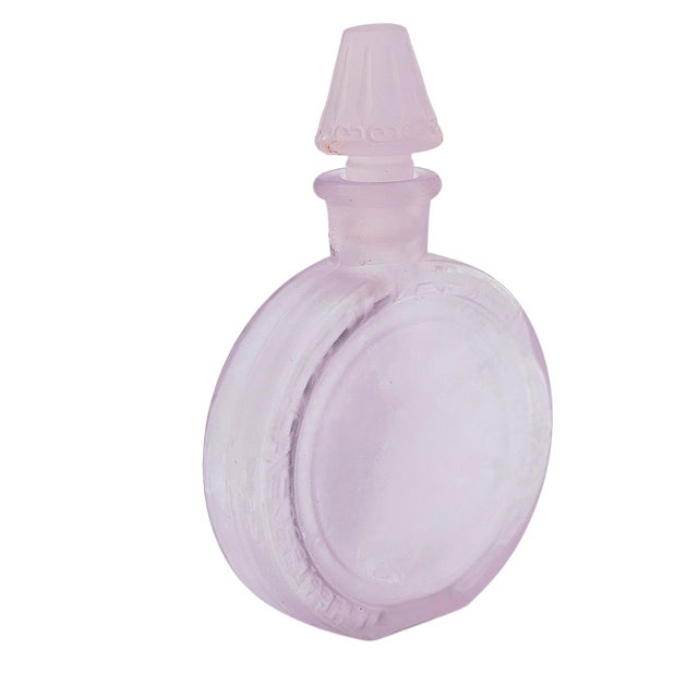 Frosted Uv Reactive Manganese Glass Perfume Bottle With Stopper For Sale - Image 11 of 12