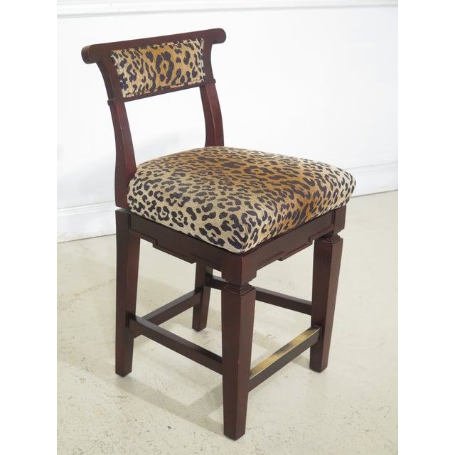 Hancock & Moore Leopard Print Counter Height Swivel Chairs a Pair