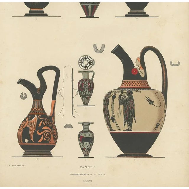 Genick, Illustration of Greek Ceramic Jugs, 1883, Print For Sale - Image 4 of 5