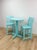 Vintage Bistro Set Turquoise Blue Counter Height Table Two Chairs Outdoor/Indoor For Sale - Image 4 of 16