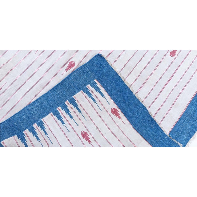 White Doris Leslie Blau Mid-Century Indian Dhurrie White Flatweave Cotton Rug For Sale - Image 8 of 8