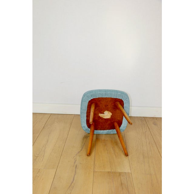 Vintage Blue Turquoise Square Stool from PRL, 1970s For Sale - Image 6 of 7
