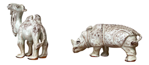 German Studio Pottery Camel and Rhino Figures from Hamelner Töpferei, 1970s, Set of 2