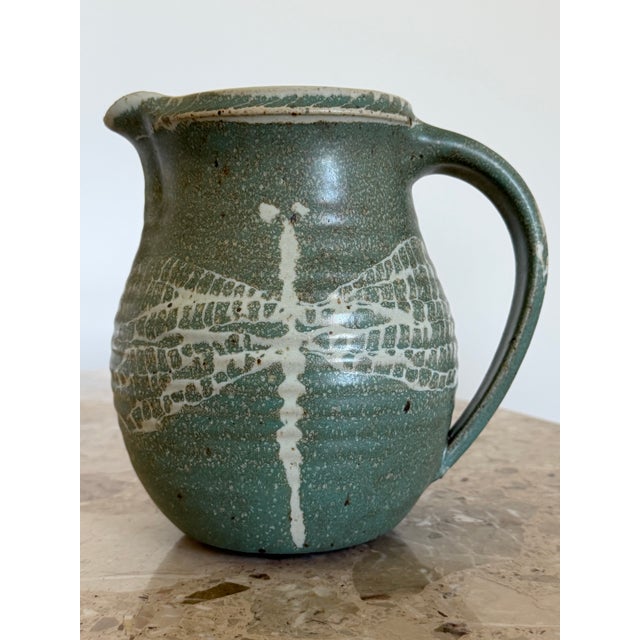 1990s Pottery Pitcher With Dragonfly Glaze, Signed & Dated by Artist, Circa 1990s For Sale - Image 5 of 17