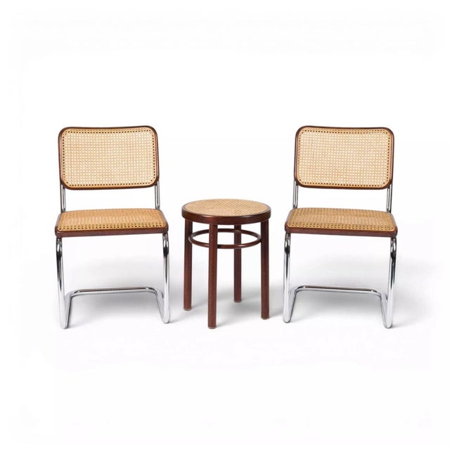 Model S32 Dining Chair with Woven Cane and Brown Wood Frame by Marcel Breuer for Thonet, 1981, Set of 4 For Sale - Image 13 of 15