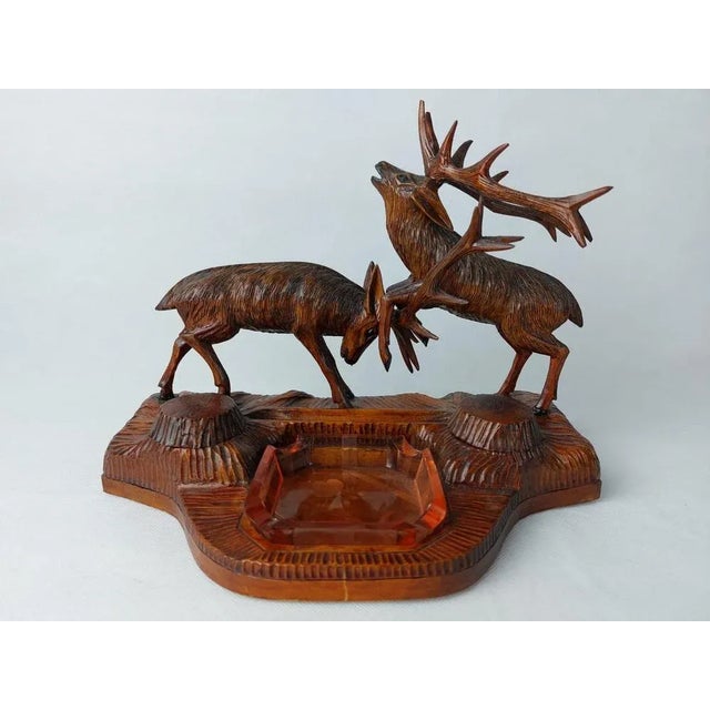 1970s Black Forest Inkwell with Fighting Stags, 1970s For Sale - Image 5 of 5