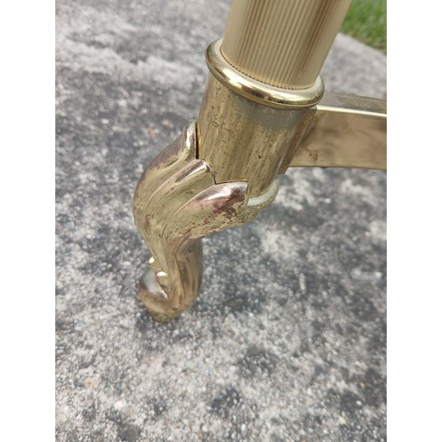 Brass Vintage Ethan Allen Oval Brass Glass Coffee Table For Sale - Image 8 of 11