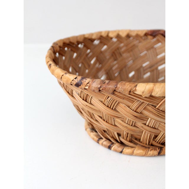 Brown Vintage Handwoven Round Basket For Sale - Image 8 of 9