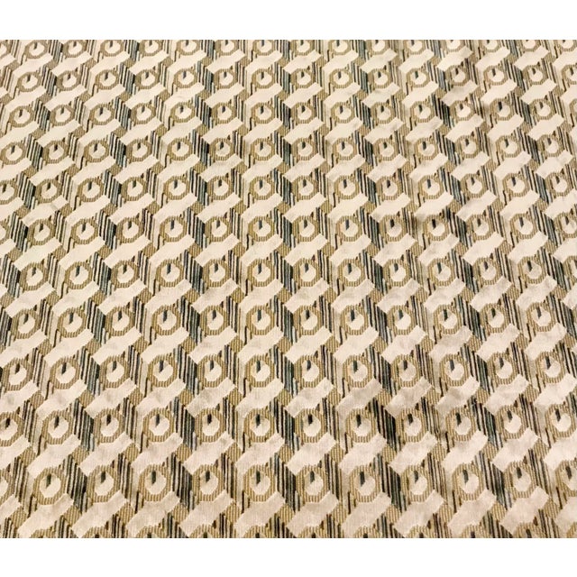 Caracole Modern Blue and Ivory Geometric Cut Velvet Fabric - By the Yard For Sale In Atlanta - Image 6 of 6