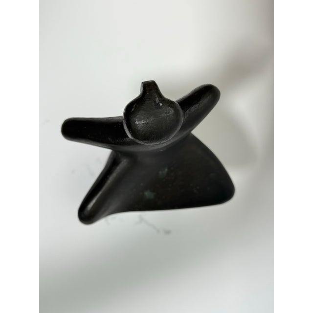 Metal Mid 20th Century Modernist Bronze Figural Sculpture 9.5” Tall For Sale - Image 7 of 9