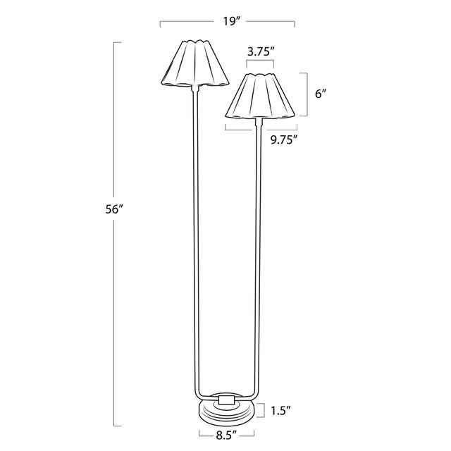2020s Polly Double Arm FloorLamp, Natural Brass with Olive Scalloped Shade For Sale - Image 5 of 6
