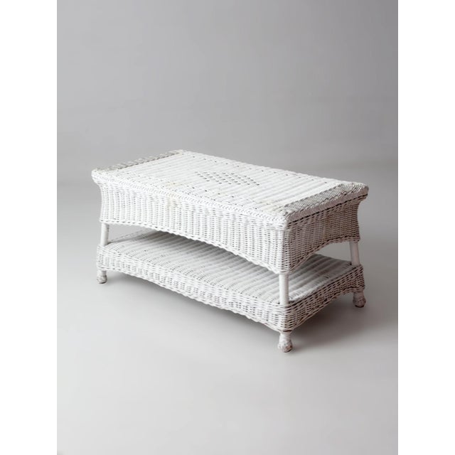 Antique White Wicker Coffee Table For Sale - Image 4 of 13