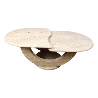 Vintage Travertine 2-Tier Coffee Table, 1970s For Sale