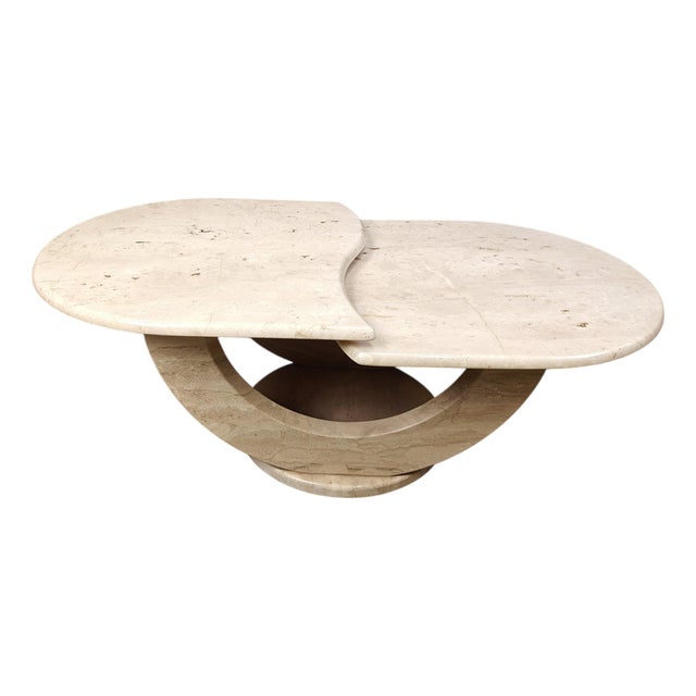 Vintage Travertine 2-Tier Coffee Table, 1970s For Sale