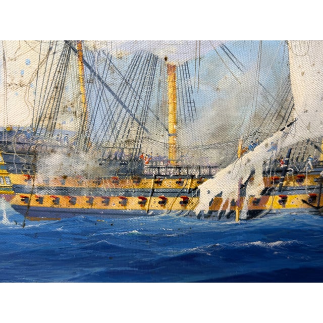 Large British Naval Battle Oil Painting by Graham Jowett-Ive, Mall Galleries 2005 For Sale - Image 11 of 18