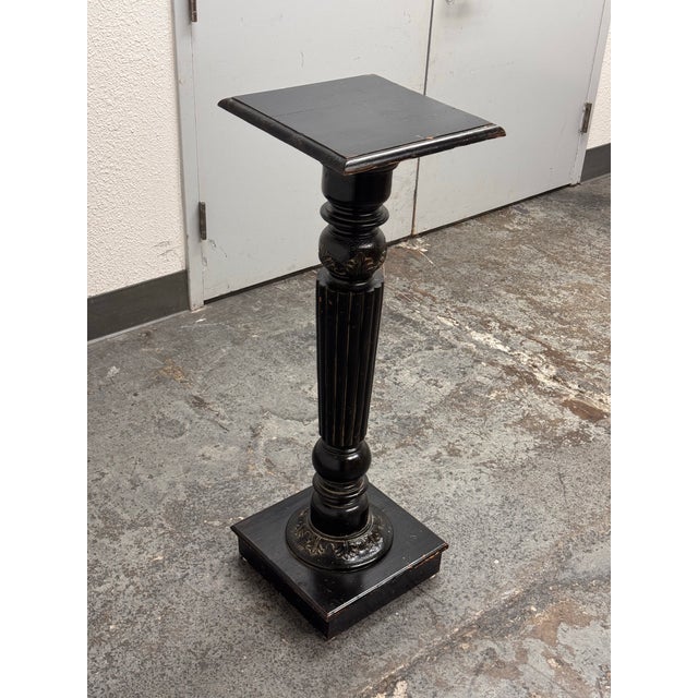 Mid 20th Century Vintage Wood Distressed Pedestal Table For Sale - Image 5 of 12