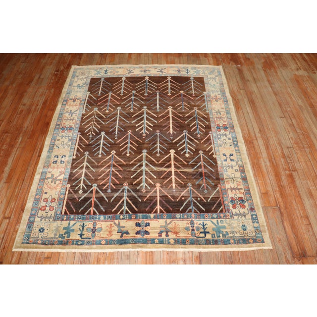 Zabihi Collection Persian Bakshaish Tree Square Contemporary Rug For Sale - Image 4 of 12