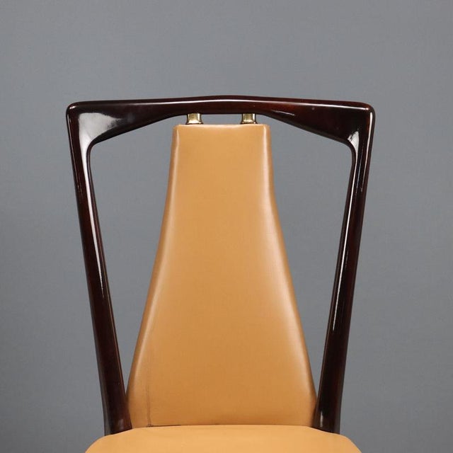 Vintage Chairs in Wood and Leatherette by Osvaldo Borsani, 1950s, Set of 6 For Sale - Image 5 of 11