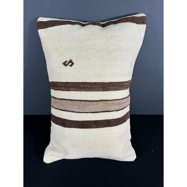 Turkish Hemp Pillow Cushion Natural Beige Brown Pillow Cushion Cover 16" x 24" For Sale - Image 4 of 4