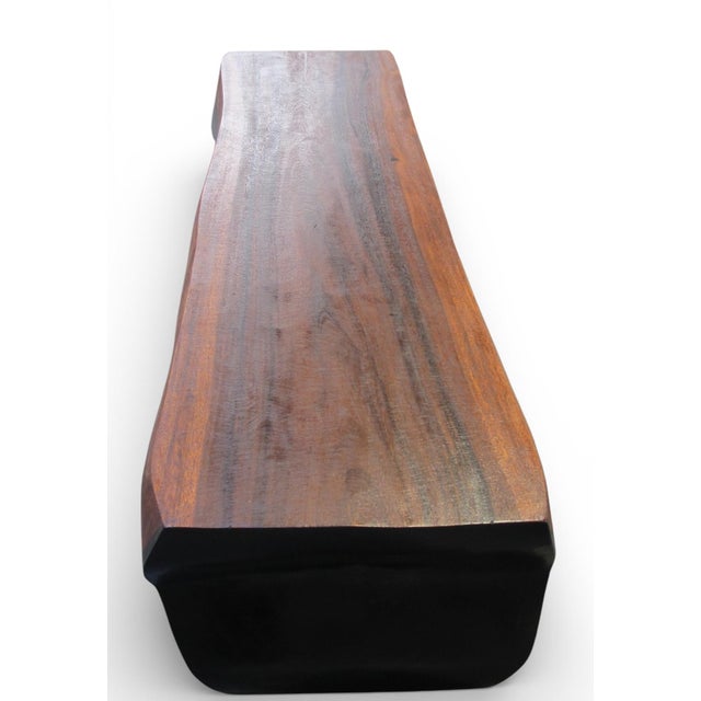 70" Long Hand Carved Modern Sculptural Bench in Ebony & Brown For Sale In Greensboro - Image 6 of 7