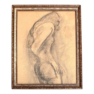 1940’s Abstract Expressionist Charcoal Female Nude Study Drawing For Sale