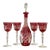 Late 20th Century Gorham Cherrywood Decanter Ruby Red and Hock Wine Glasses - 5 Pieces For Sale
