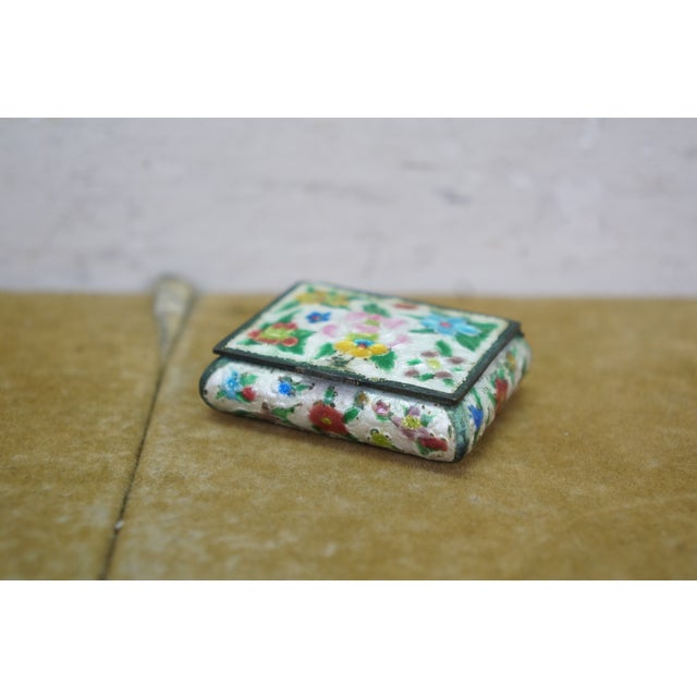 11 Vintage Enameled Cloisonne Trinket Keepsake Pill Match Boxes For Sale - Image 13 of 17