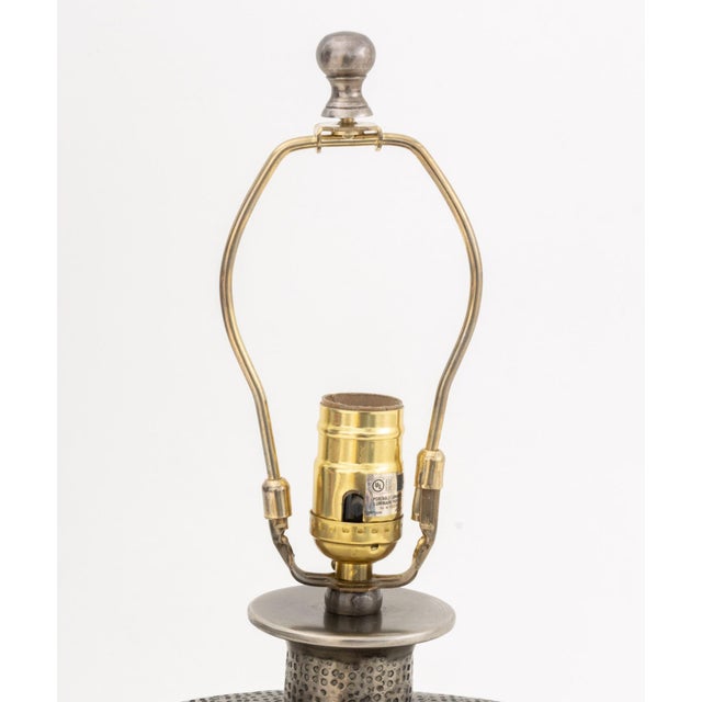 Modern Modern Oval Silvered Brass Table Lamp For Sale - Image 3 of 6