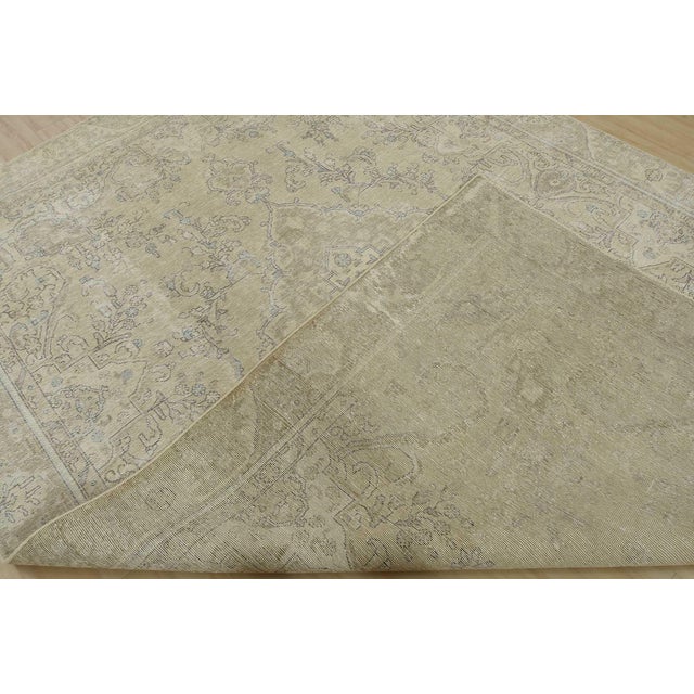 Tabriz Rug 8’10” X 12’2” Beige Wool Vintage Distressed Hand-Knotted Carpet For Sale - Image 14 of 15