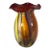 Bulbous Orange Marbled Flared Lip Art Glass Vase For Sale