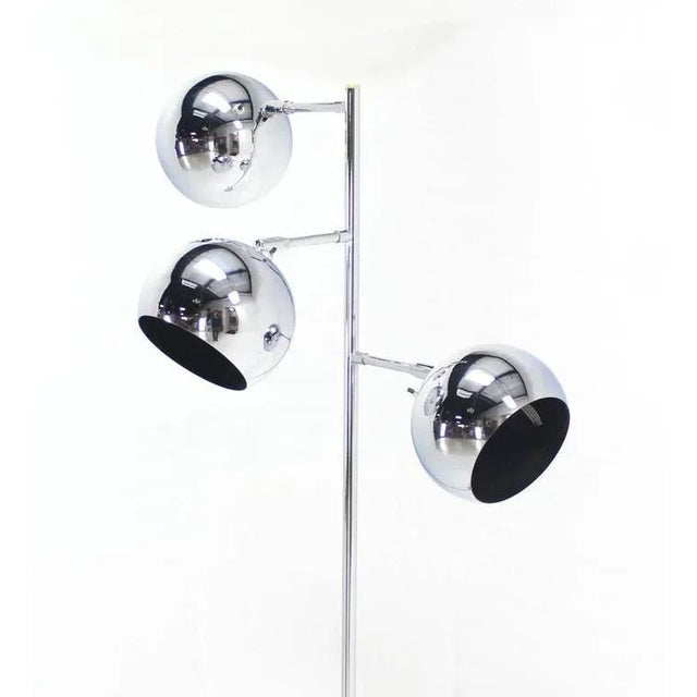 Metal Koch Lowy Three Globe Shades Chrome Adjustable Floor Lamp For Sale - Image 7 of 9
