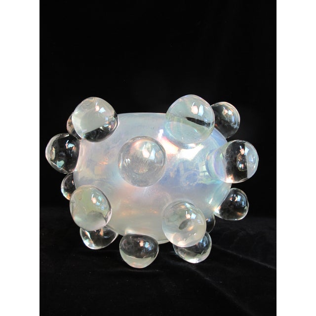 Transparent Large Signed Murano Clear Iridescent Bubble Glass Art Sculpture Vase 1982 For Sale - Image 8 of 9