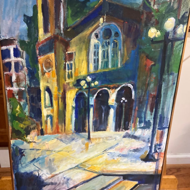 Contemporary Oil on Canvas American School Impressionist Signed Framed Art Cityscape For Sale - Image 3 of 6