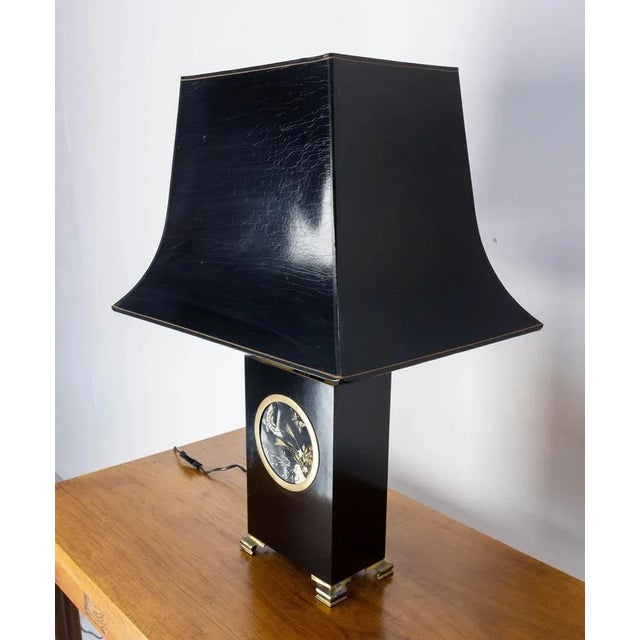 Mid-Century French Table Lamp in Black & Butterflies, 1970s For Sale - Image 3 of 10