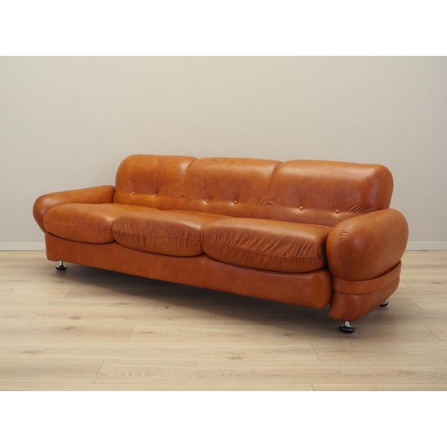 Italian Red Leather Sofa, Italy, 1970s For Sale - Image 3 of 14